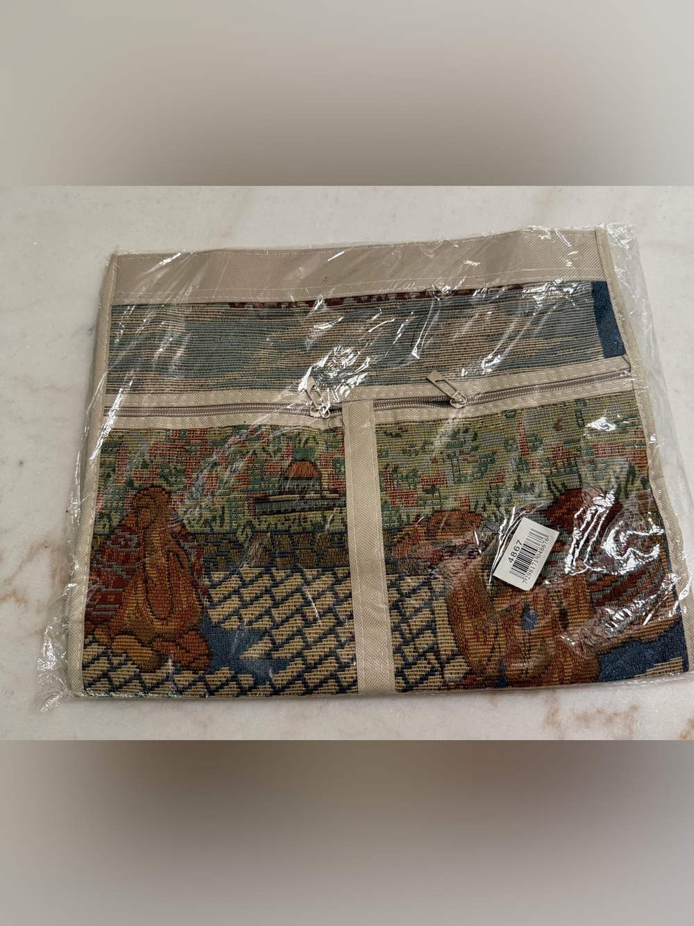Vintage Tapestry Tote Bag Handmade Jerusalem Israel Camel Holy Land NOS
